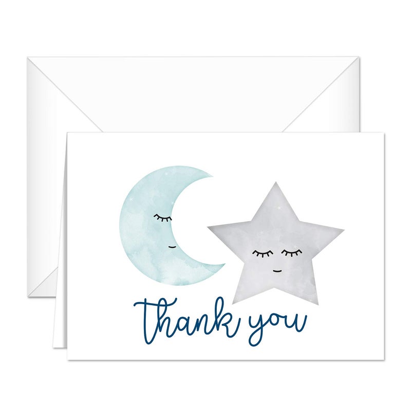 Canopy Street Starry Delight Thank You Cards / 24 Baby Shower Thank You Cards / 6 Night Sky Appreciation Greeting Card Designs / 3 1/2" x 4 7/8" New Baby Gratitude Note Cards/Made In The USA - Image 4